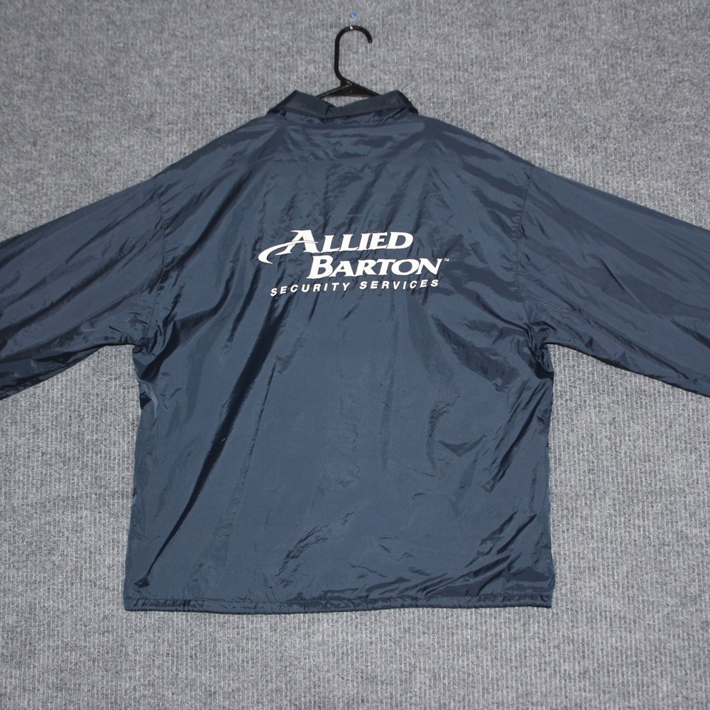 Vintage Allied Barton Security Services Coach Jacket Mens Large Navy Blue